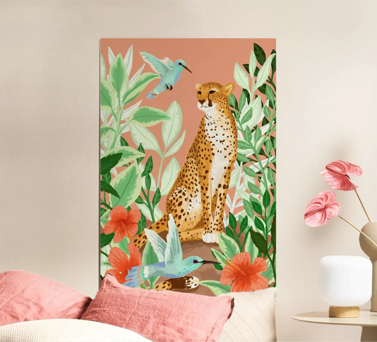 Tropic Cheetah poster con telaio in alluminio da Goed Blauw