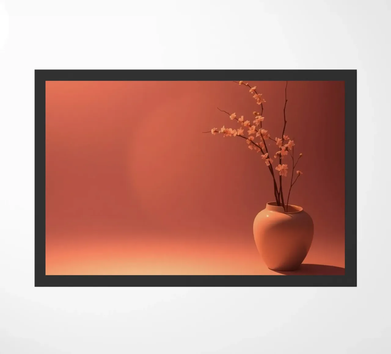 Vase élégant avec des fleurs délicates sur un fond chaud paillasson de DesignDoodle