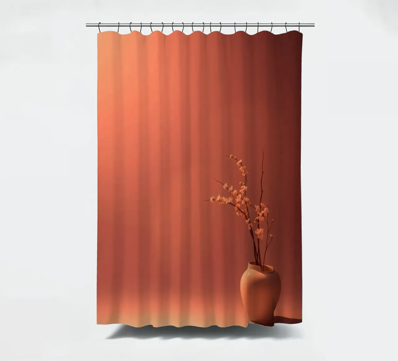 Vase élégant avec des fleurs délicates sur un fond chaud rideau de douche de DesignDoodle