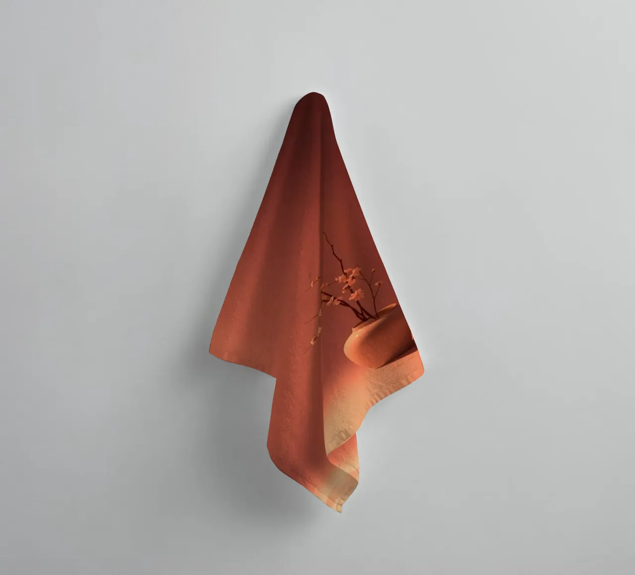 Elegant vase with delicate flowers against a warm background towel by DesignDoodle