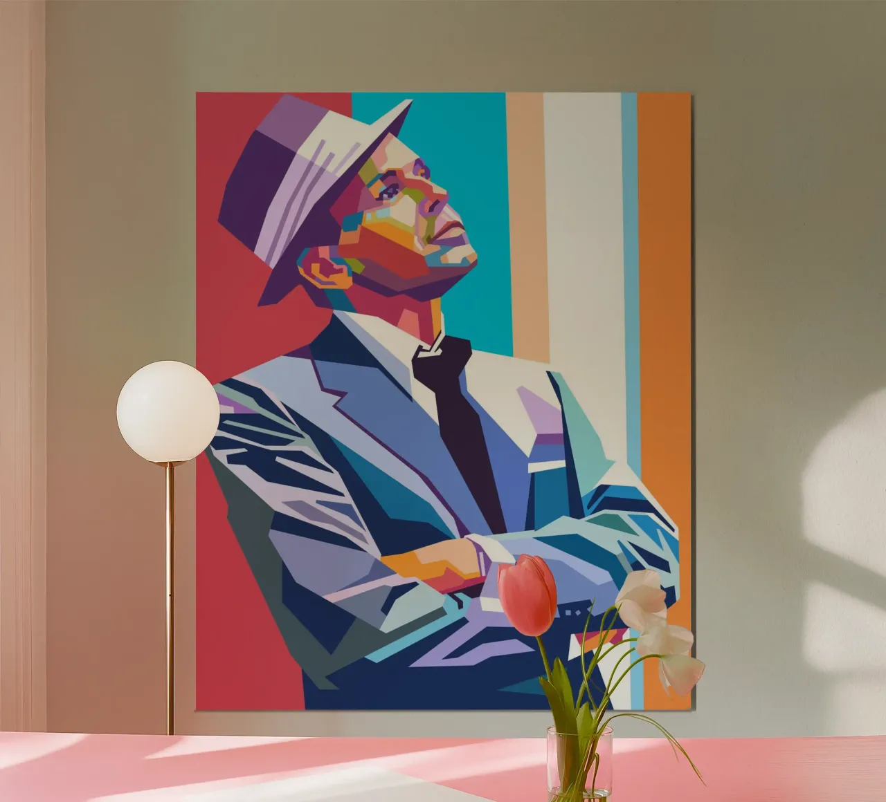 L'iconico cantante Frank Sinatra poster con telaio in legno da Hantamrata