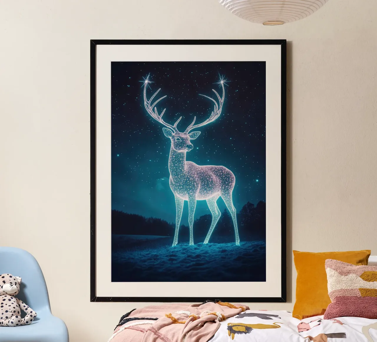 corna di cervo stelle notturne poster con telaio in plastica da James Isaac Jackson