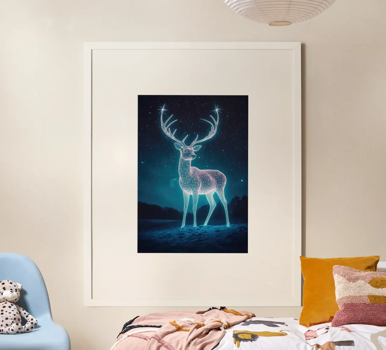 corna di cervo stelle notturne poster con telaio in plastica da James Isaac Jackson