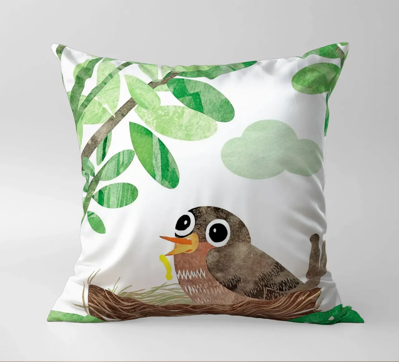madre uccello nel suo nido cuscino da 🐹 BABY ART PRINTS