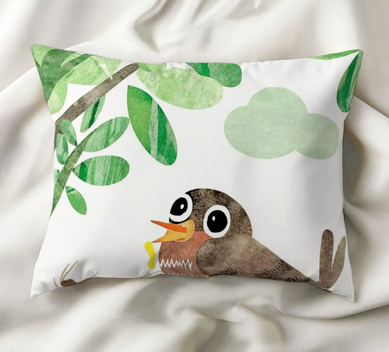 madre uccello nel suo nido cuscino da 🐹 BABY ART PRINTS