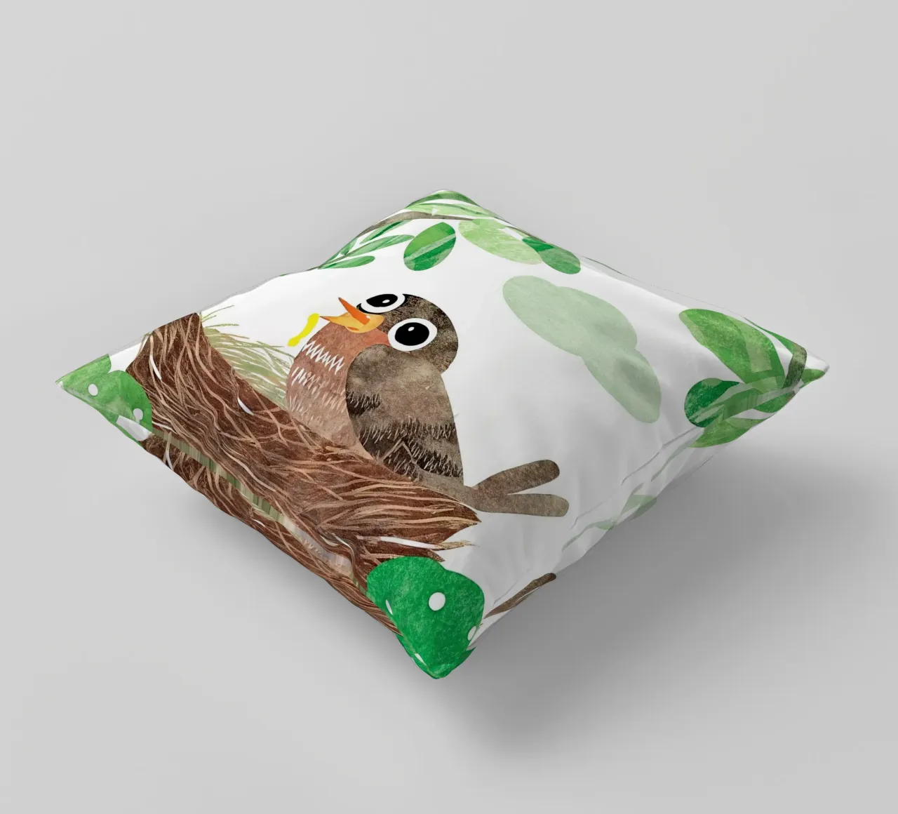 madre uccello nel suo nido cuscino da 🐹 BABY ART PRINTS