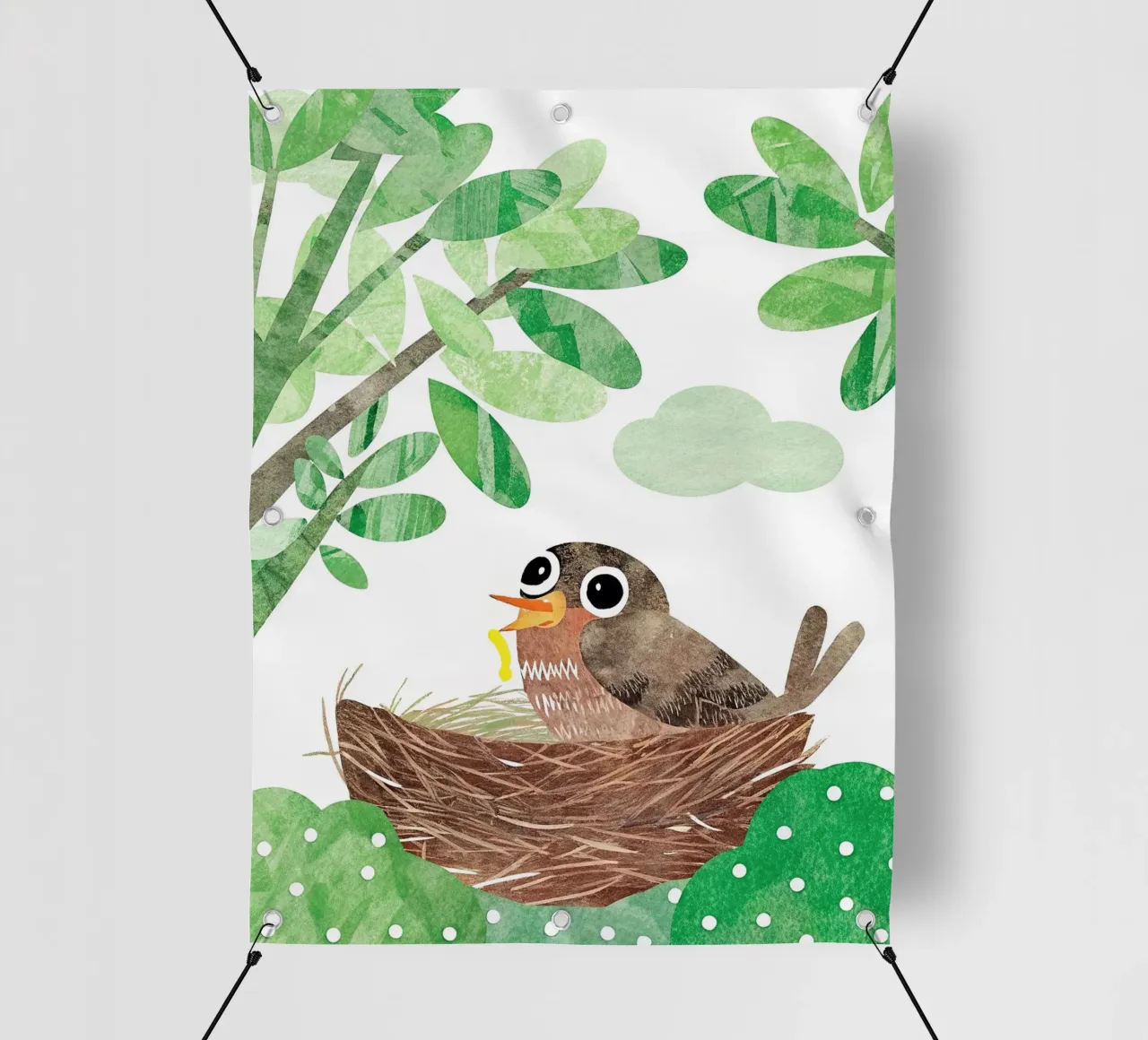 Vogelmutter in ihrem Nest PVC Plane von BABY ART PRINTS