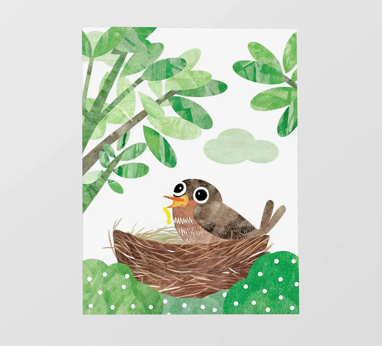 Vogelmutter in ihrem Nest PVC Plane von BABY ART PRINTS