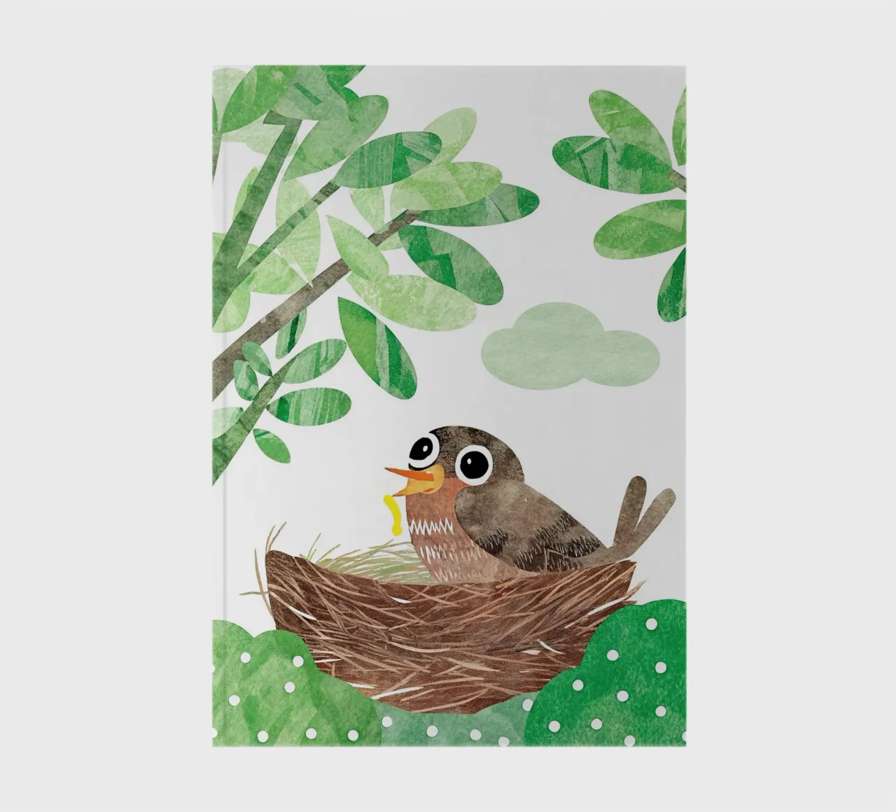mother bird in her nest notebook by 🐹 BABY ART PRINTS