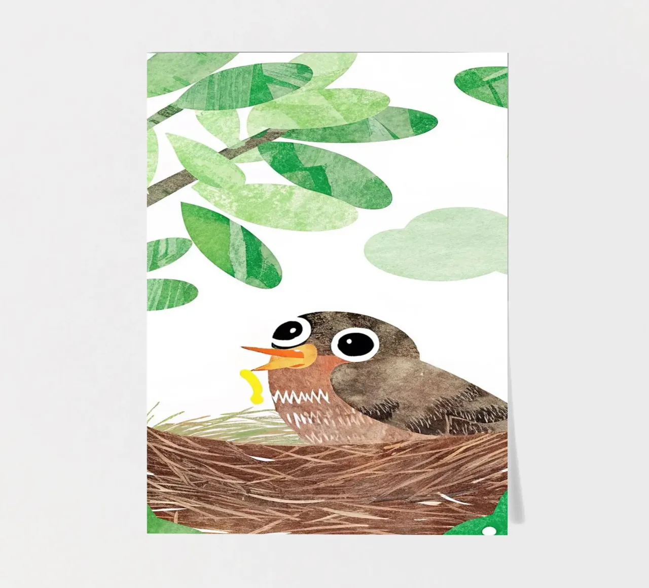 Vogelmutter in ihrem Nest Stickerbogen von BABY ART PRINTS
