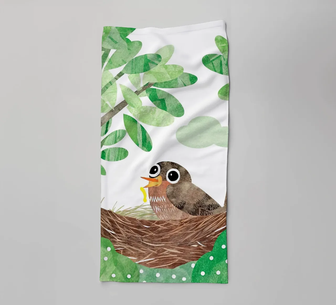 Vogelmutter in ihrem Nest Handtuch von BABY ART PRINTS