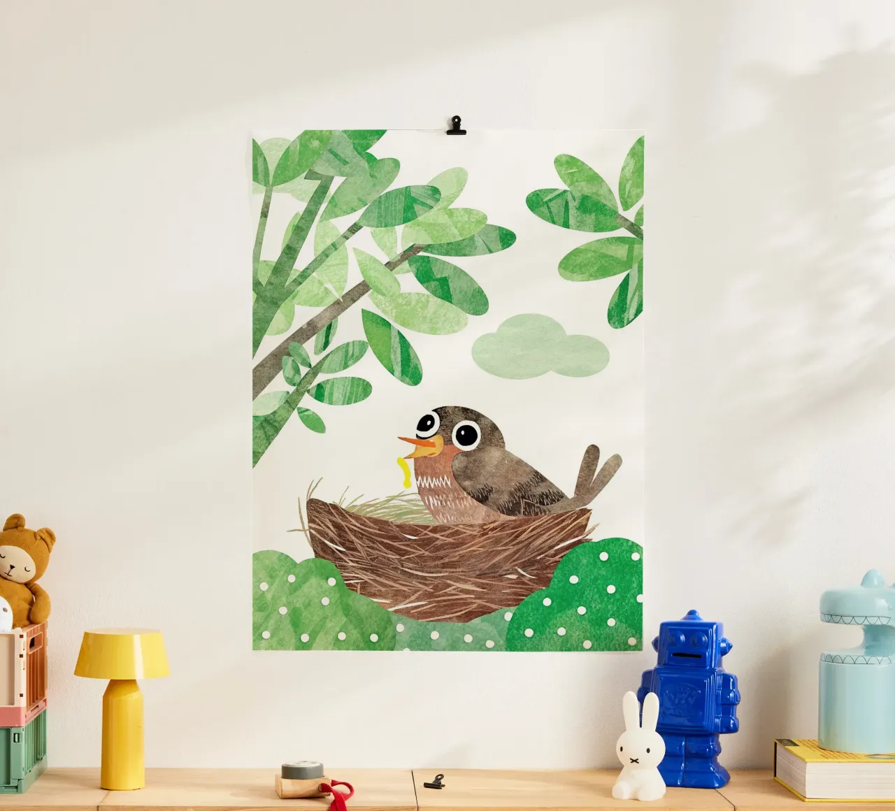 Vogelmutter in ihrem Nest Hahnemühle von BABY ART PRINTS