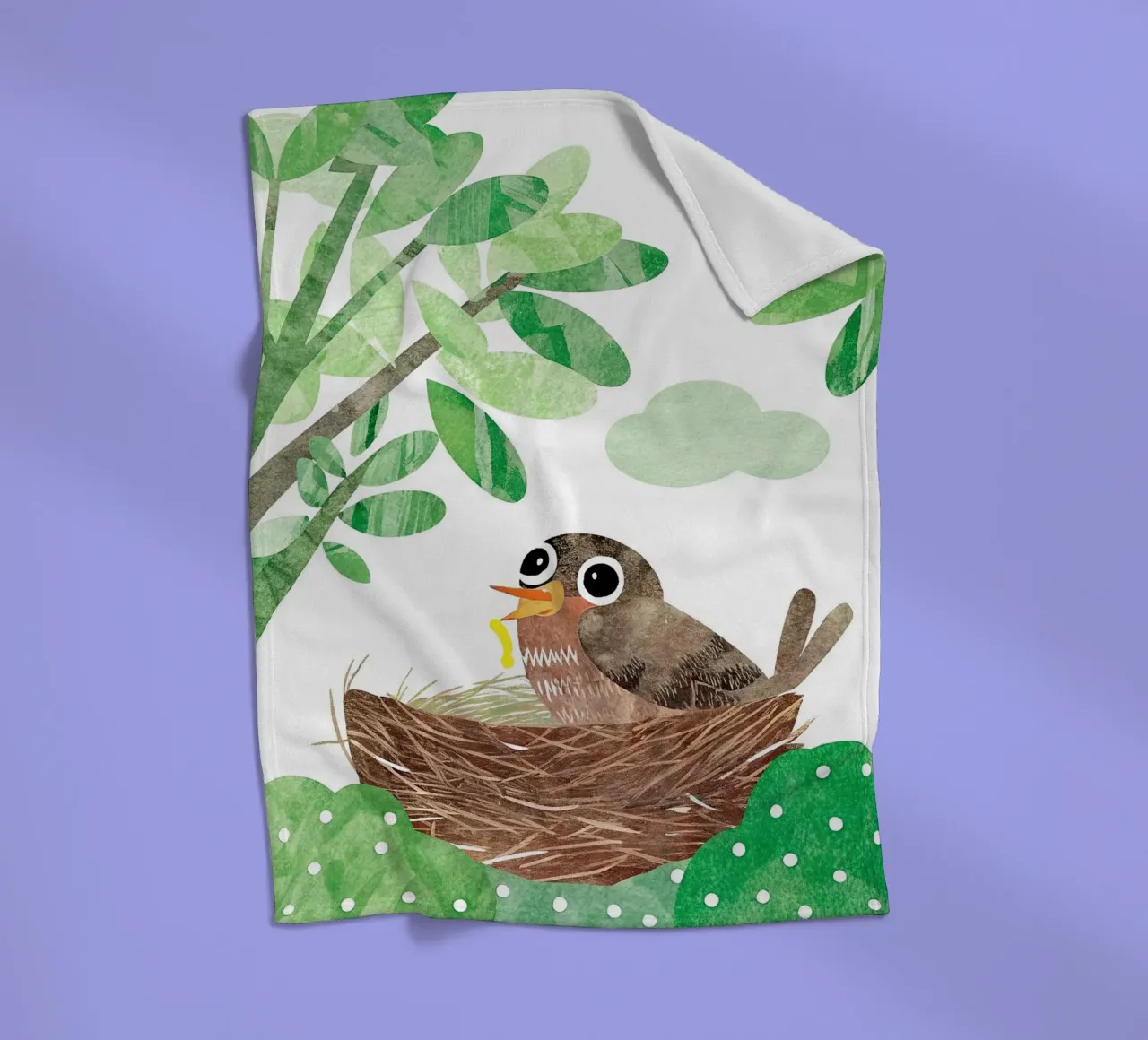 Vogelmutter in ihrem Nest Fleecedecke von BABY ART PRINTS