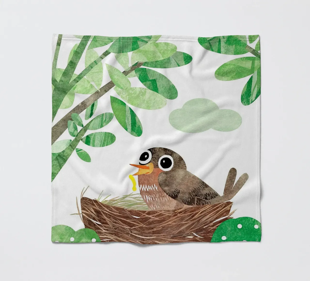 Vogelmutter in ihrem Nest Fleecedecke von BABY ART PRINTS