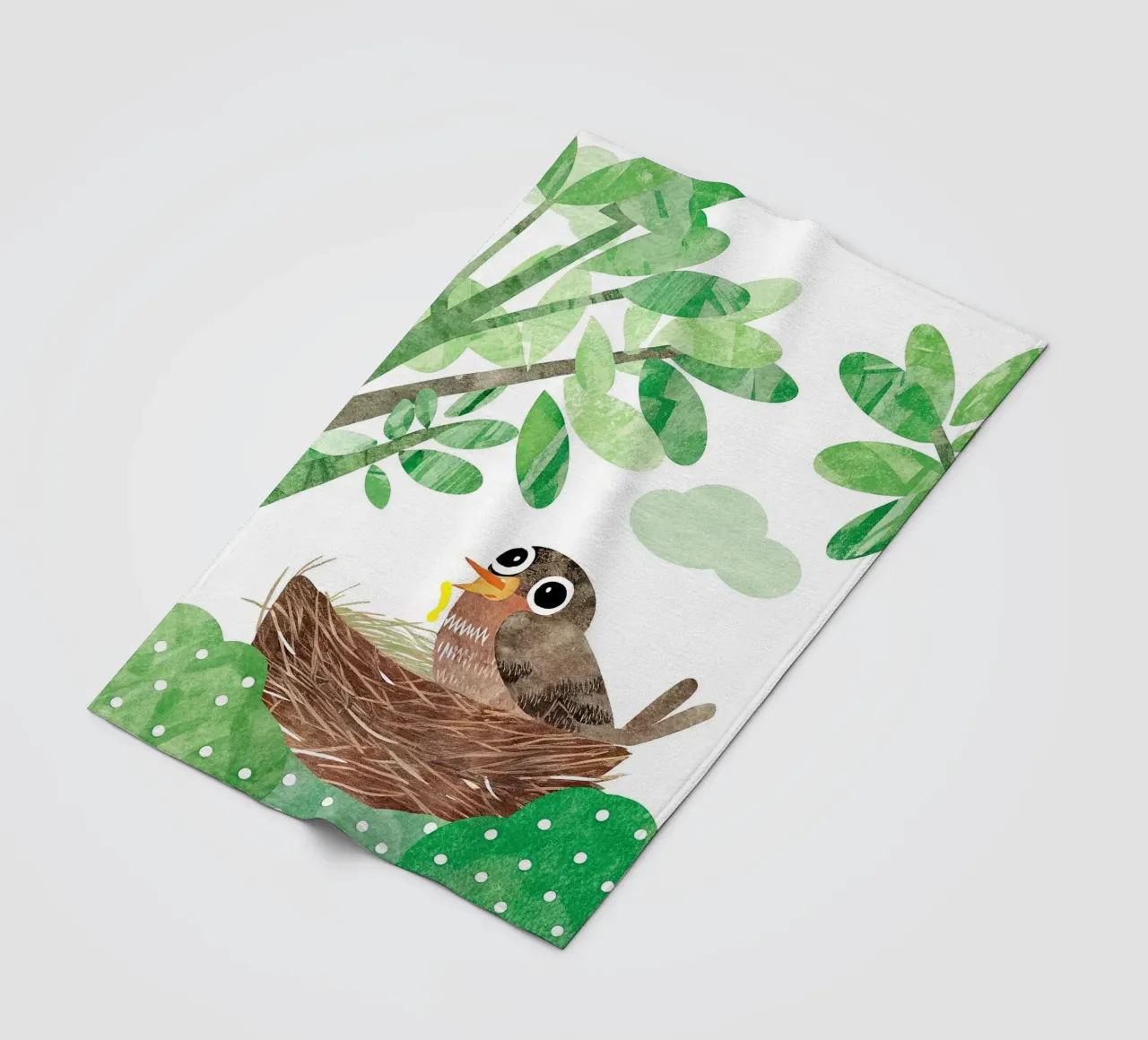 Vogelmutter in ihrem Nest Fleecedecke von BABY ART PRINTS