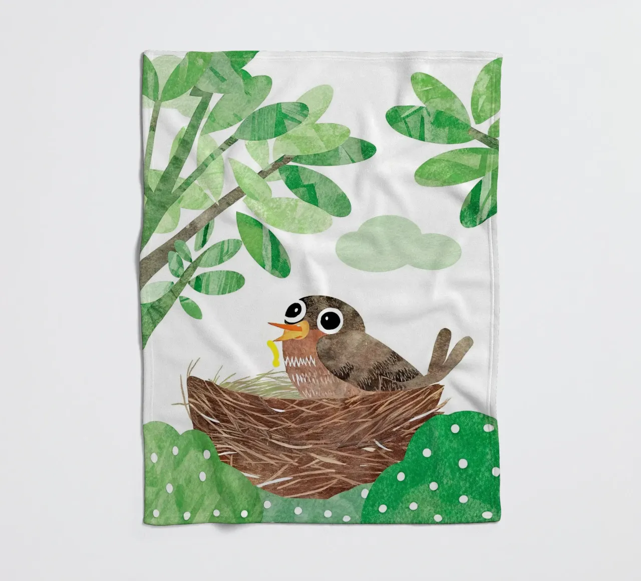 Vogelmutter in ihrem Nest Fleecedecke von BABY ART PRINTS