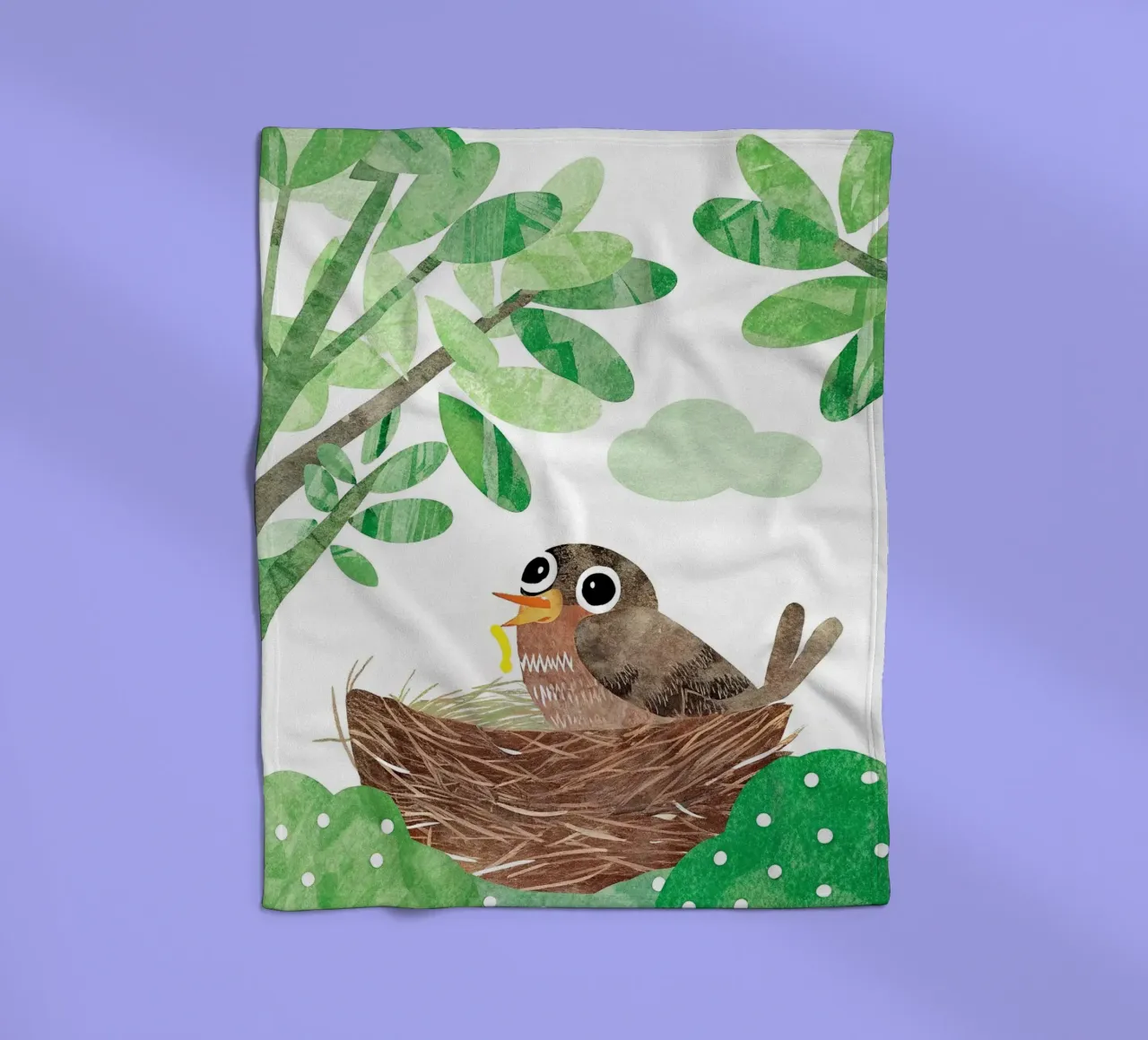 Vogelmutter in ihrem Nest Fleecedecke von BABY ART PRINTS