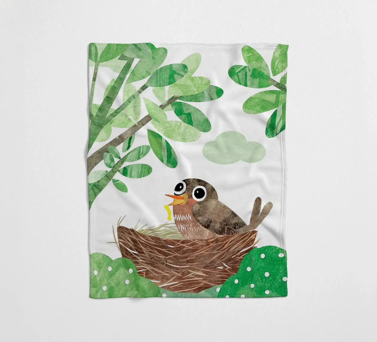 Vogelmutter in ihrem Nest Fleecedecke von BABY ART PRINTS