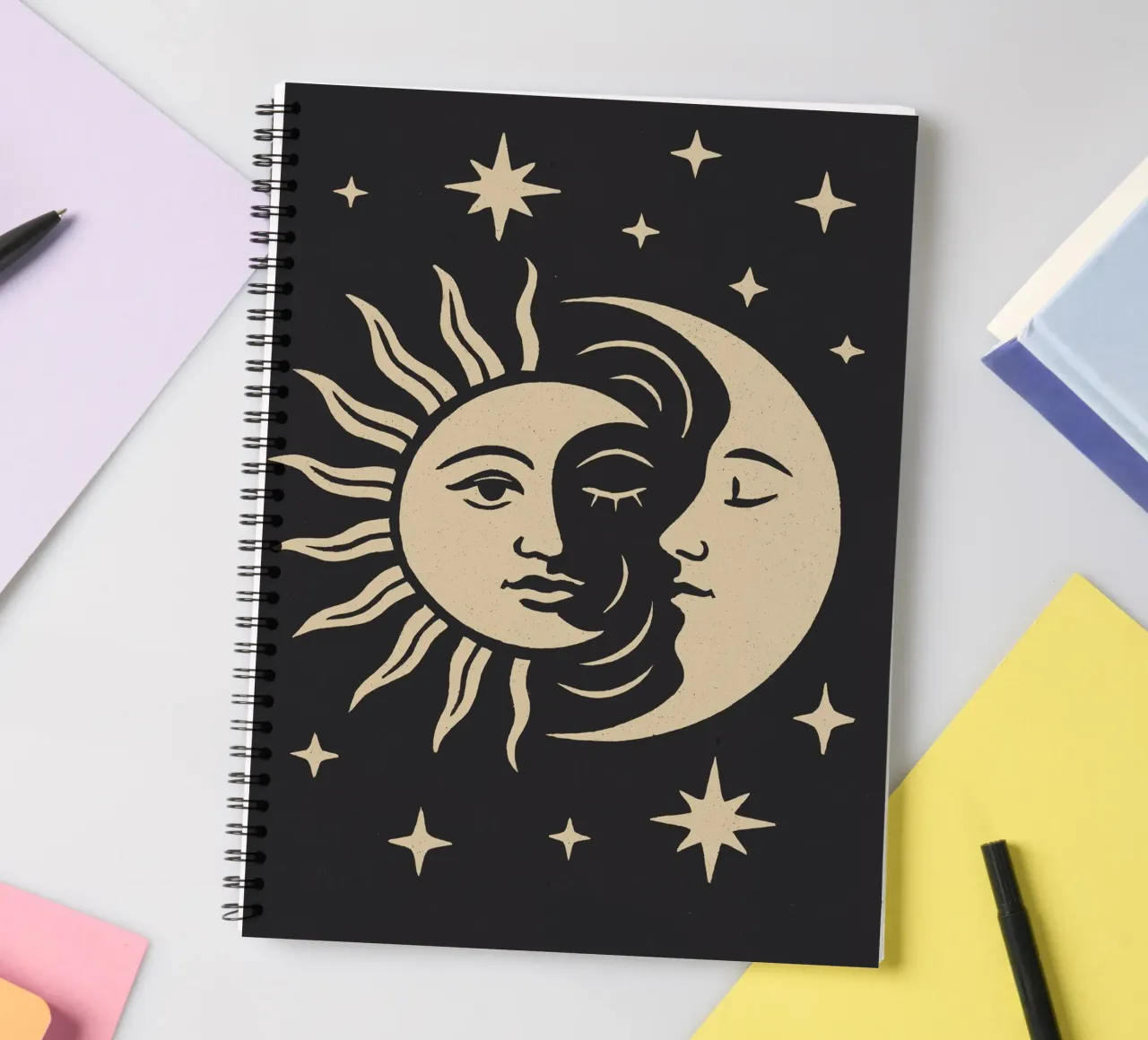 Sun And Moon spiral notebook by treechild