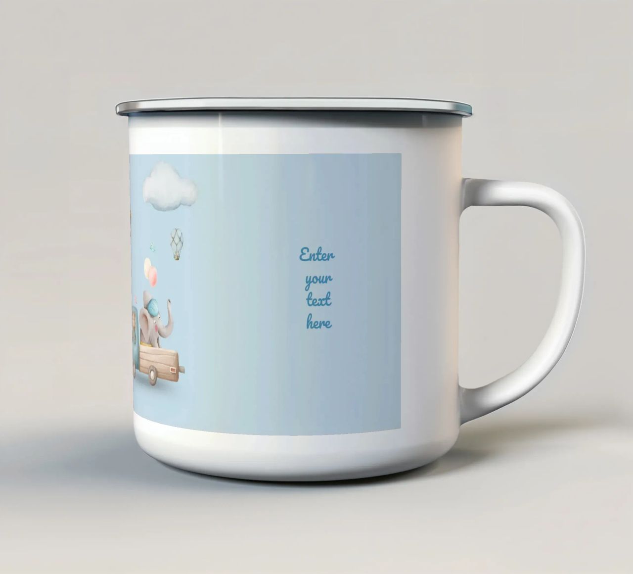 Viaggio stravagante in auto tazza in smalto da Doodle Dreams Art