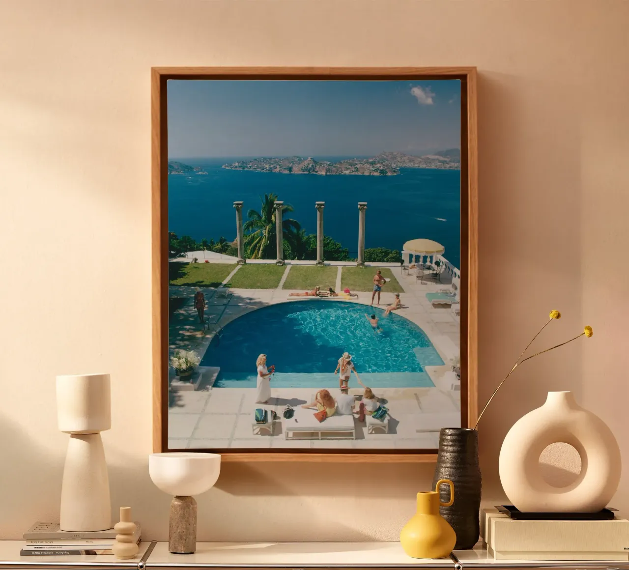 Der Pool der Villa Nirvana, Acapulco, Mexiko. Altes Acapulco ca Leinwand von Popo Photograph