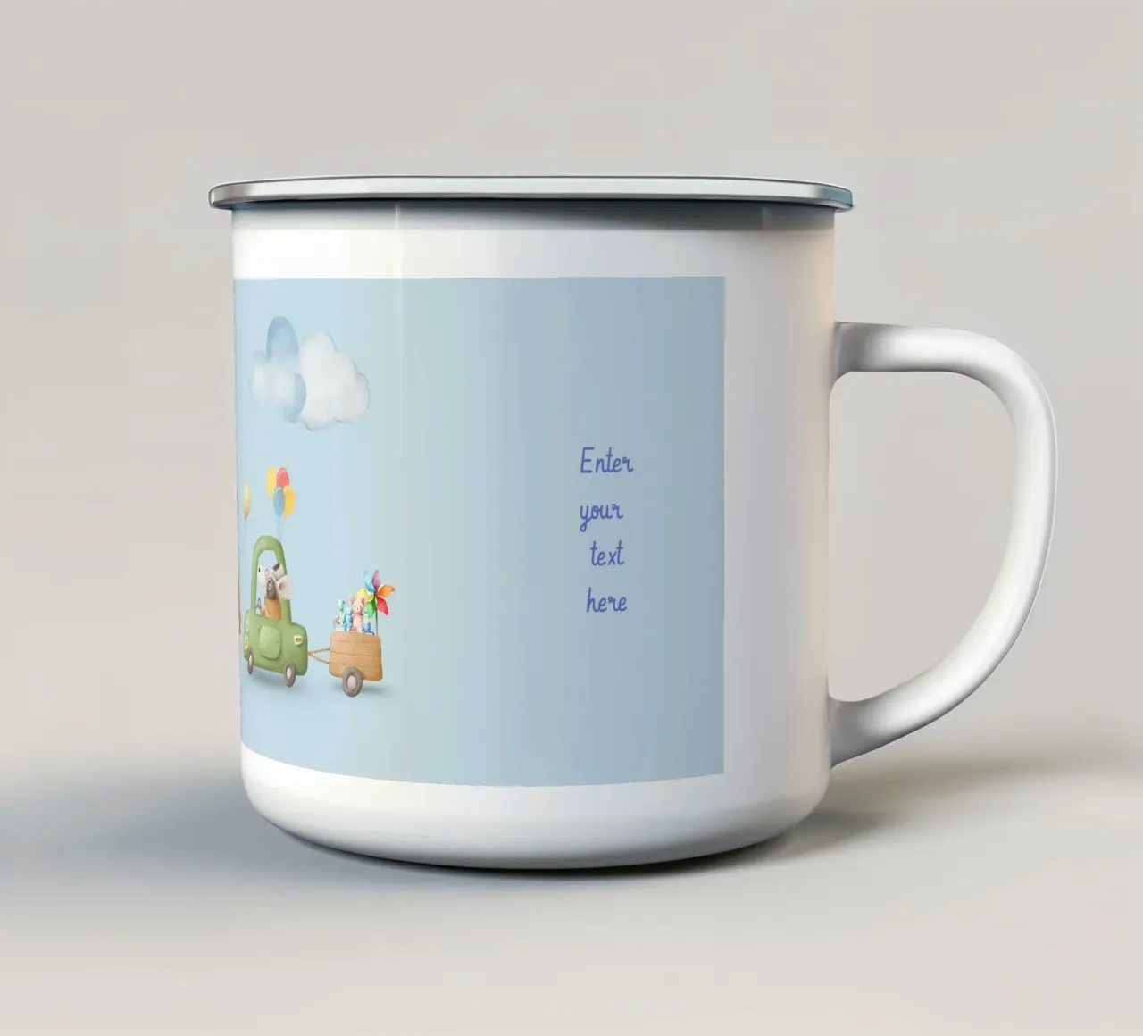 Ruote e baffi tazza in smalto da Doodle Dreams Art