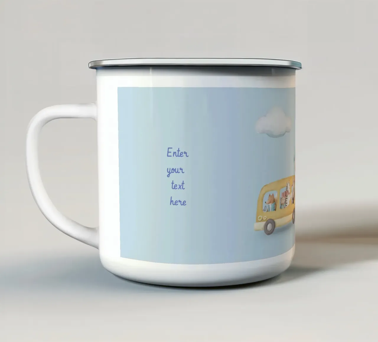 Ruote e baffi tazza in smalto da Doodle Dreams Art