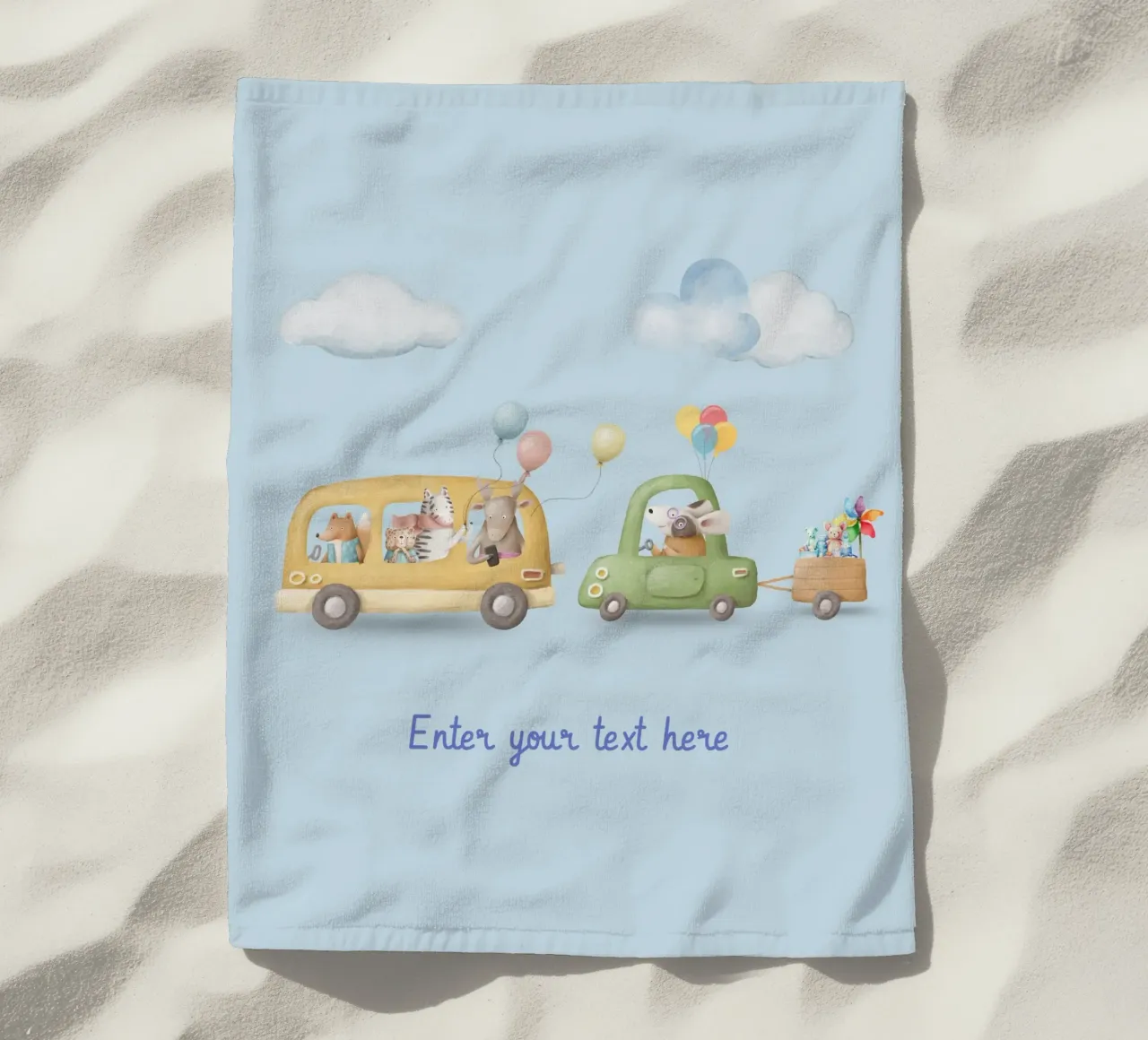 Ruote e baffi telo mare da Doodle Dreams Art