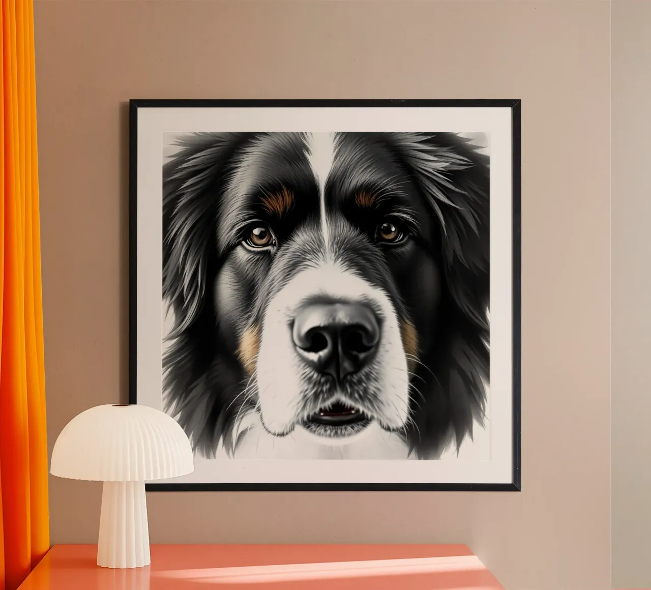 Bellissimo cane da montagna bernese #10 poster con telaio in legno da Yumis.Beargang.and.Me