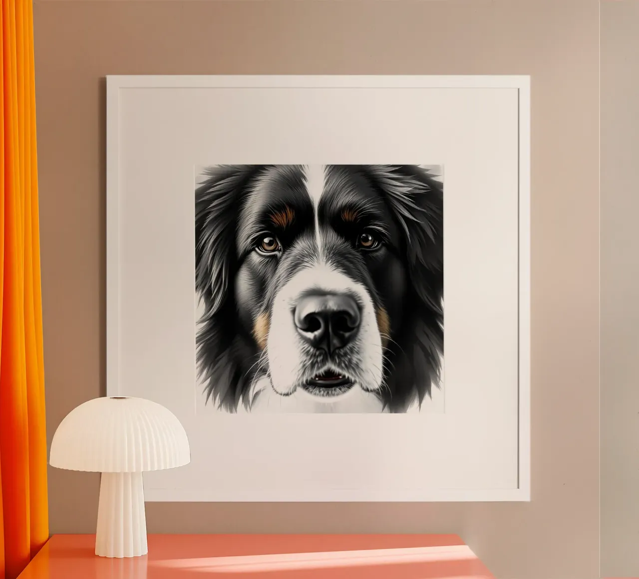 Bellissimo cane da montagna bernese #10 poster con telaio in legno da Yumis.Beargang.and.Me