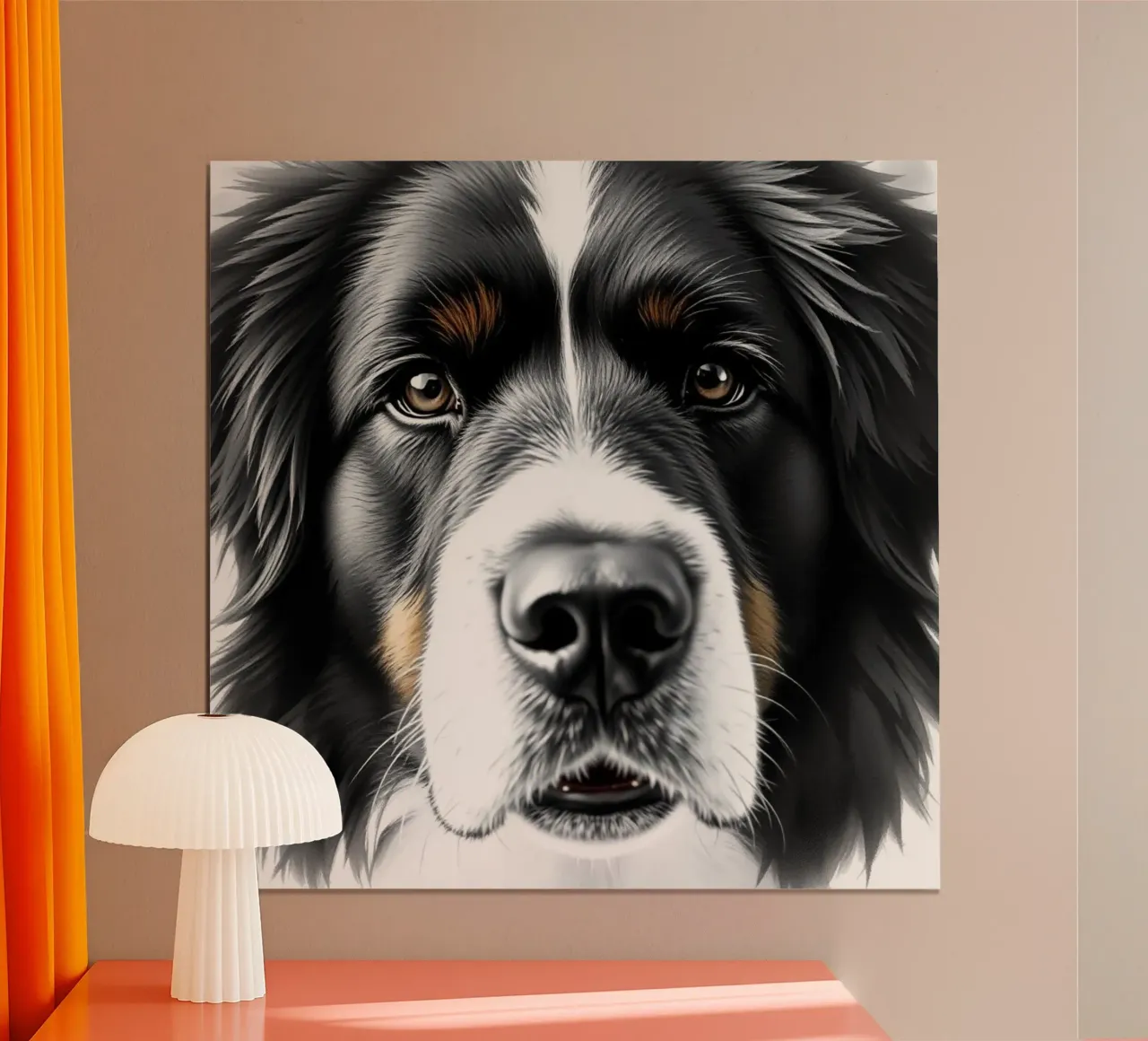 Bellissimo cane da montagna bernese #10 poster con telaio in legno da Yumis.Beargang.and.Me