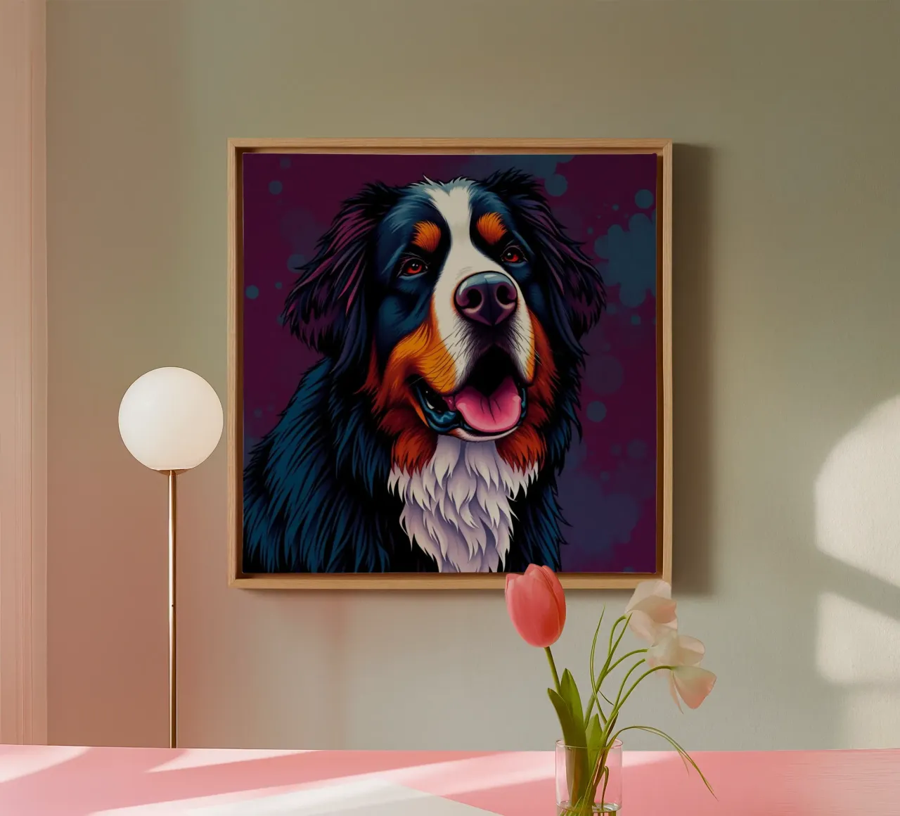 Beautiful Bernese Mountain Dog #11 canvas with Floater frame by Yumis.Beargang.and.Me
