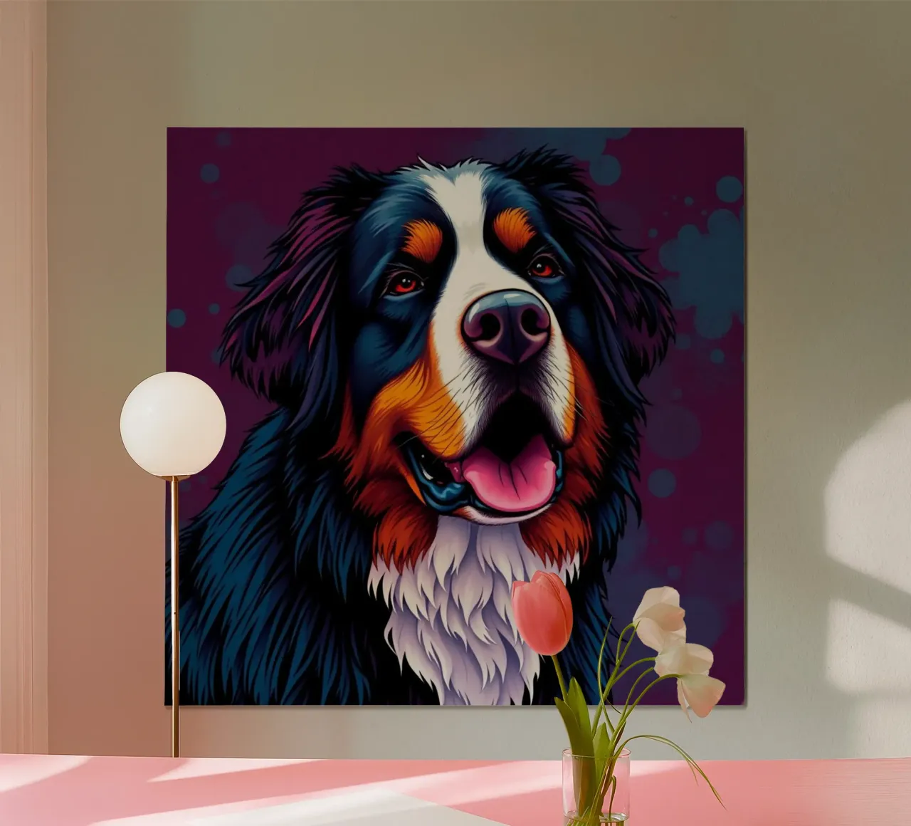 Bellissimo cane da montagna bernese #11 poster con telaio in legno da Yumis.Beargang.and.Me
