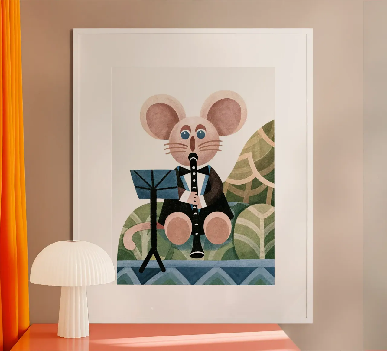 Il topo che suona il flauto poster con telaio in plastica da 🐹 BABY ART PRINTS