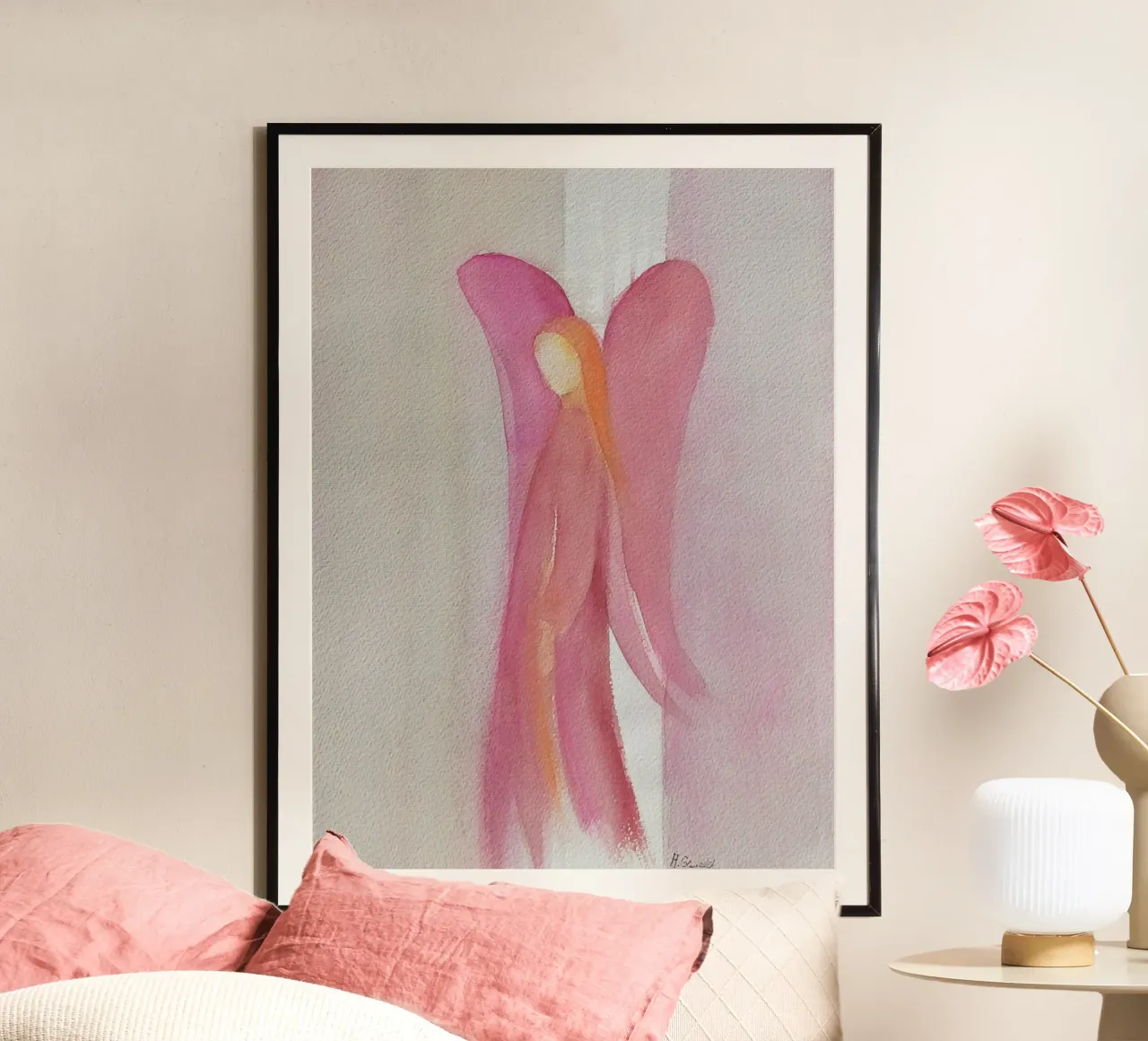 Engel der Wärme poster con telaio in alluminio da Engelbilder