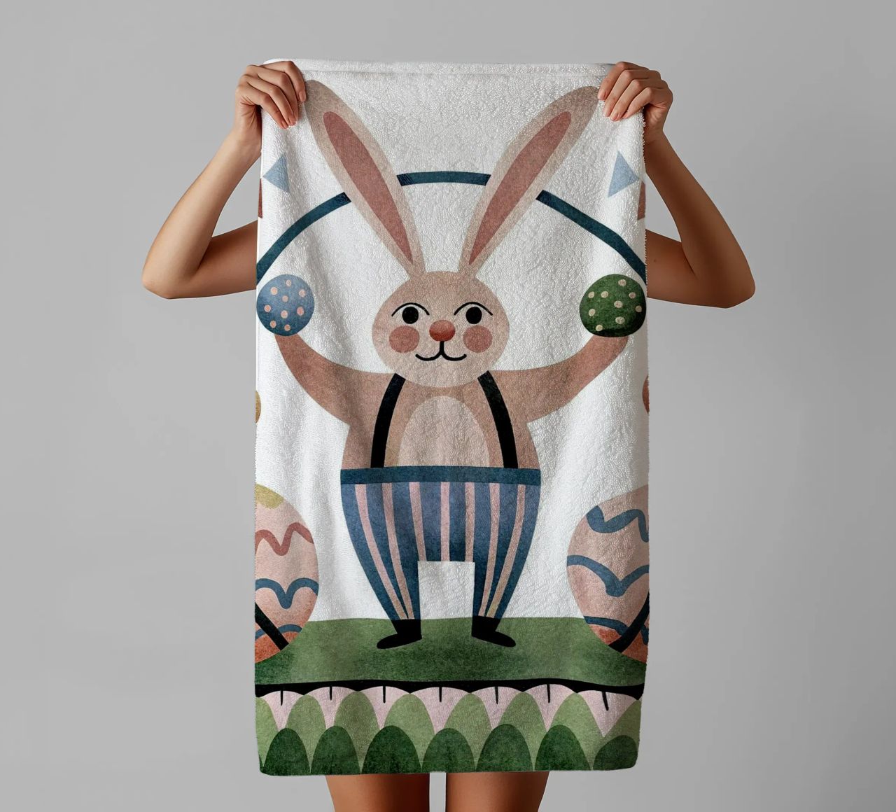 The juggling rabbit towel by BABY ART PRINTS
