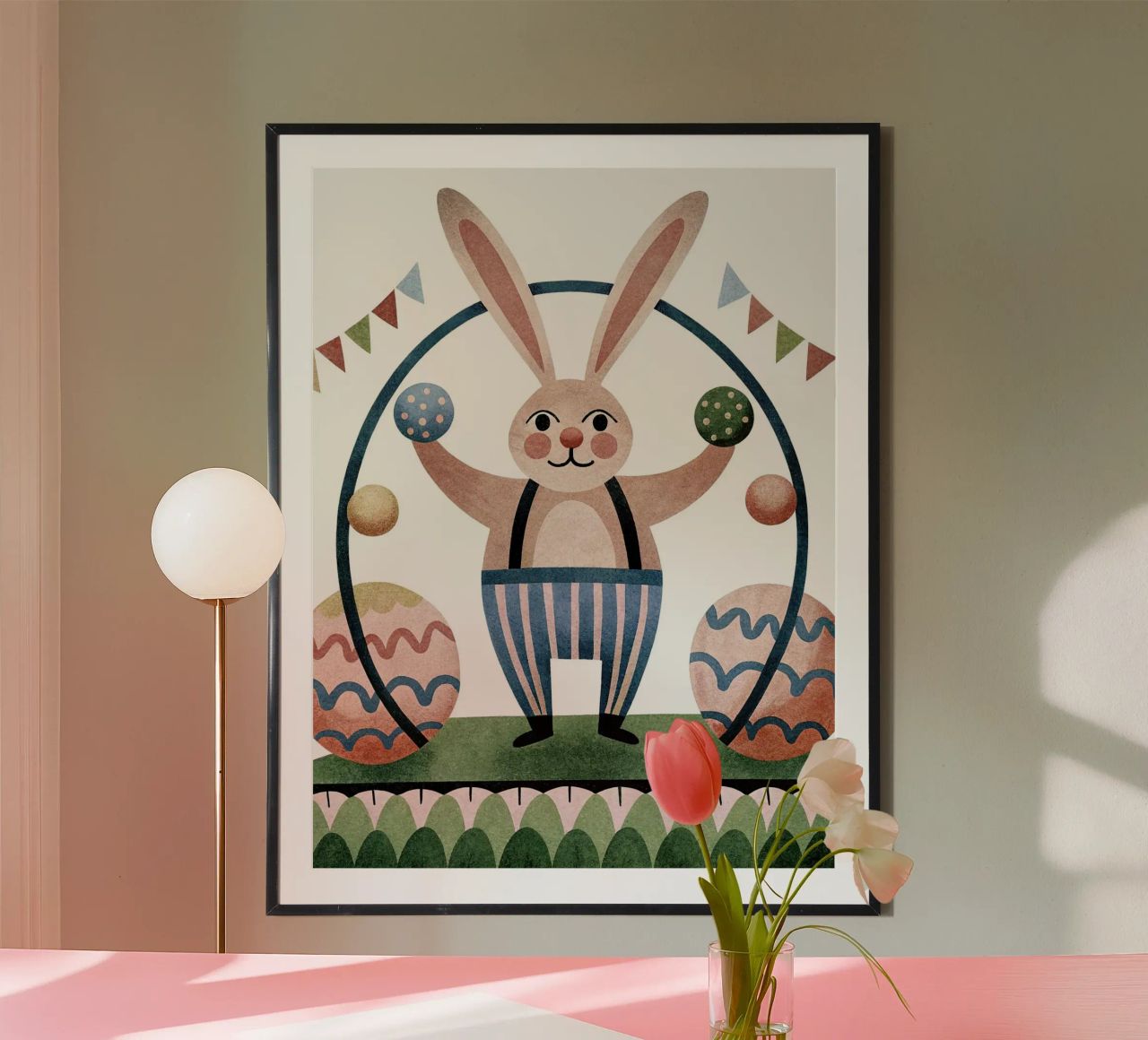 The juggling rabbit poster by BABY ART PRINTS