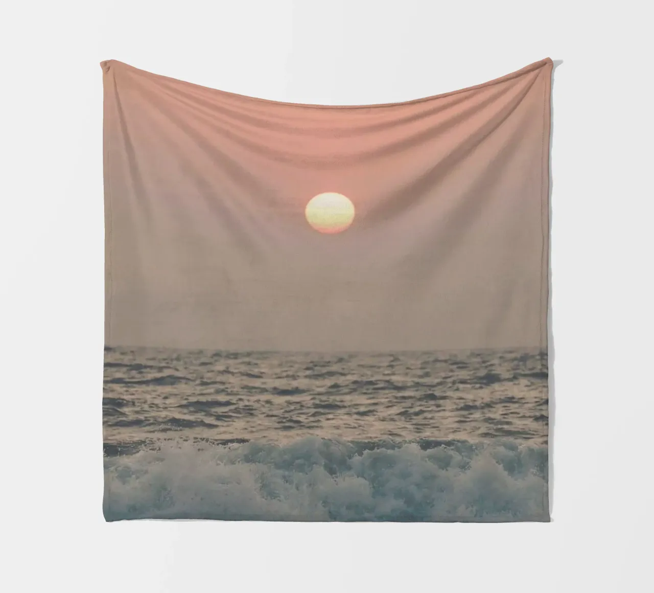 Pink Beach Sunset fleece blanket by Victoria Frost