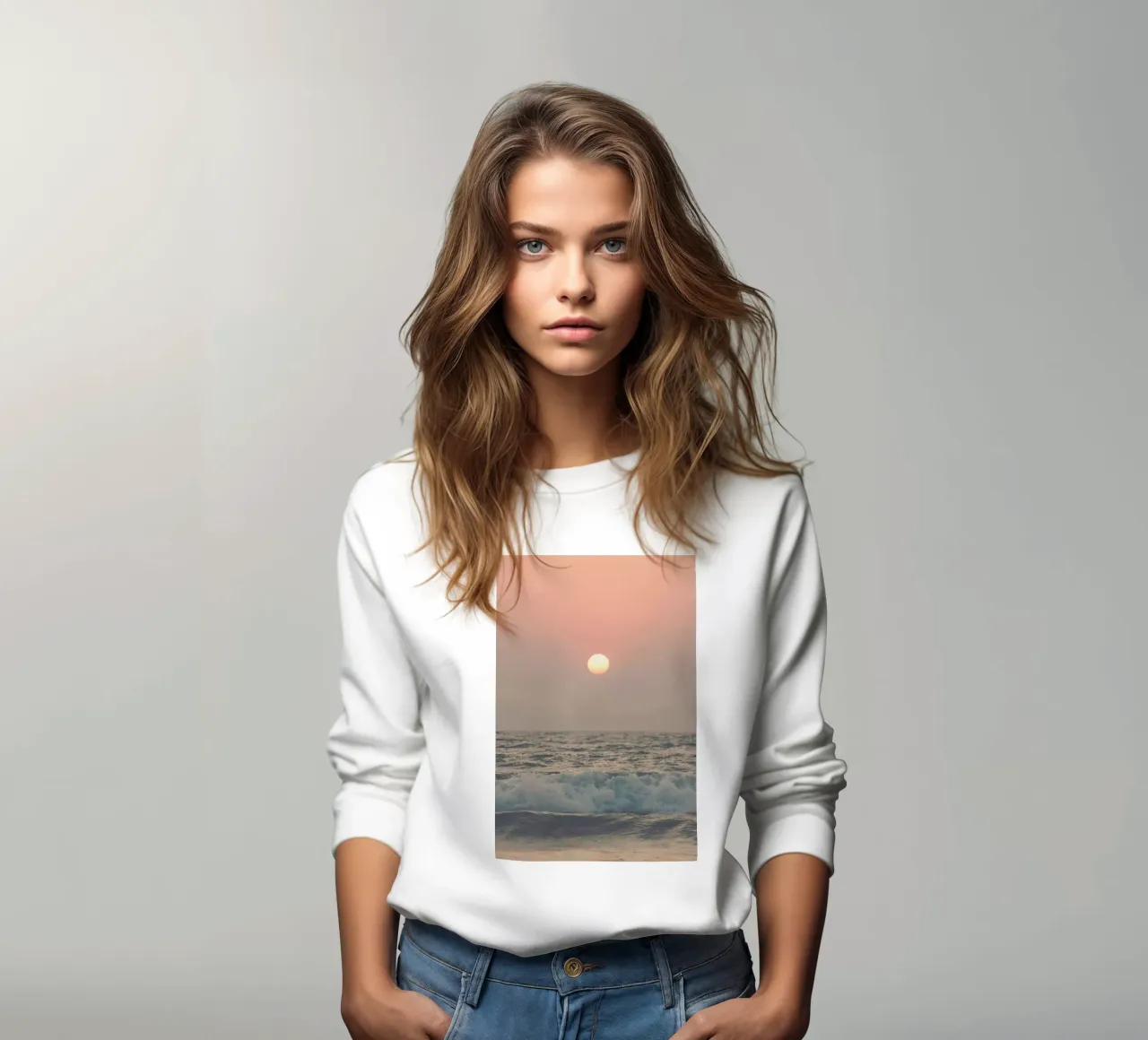 Pink Beach Sunset sweatshirt by Victoria Frost