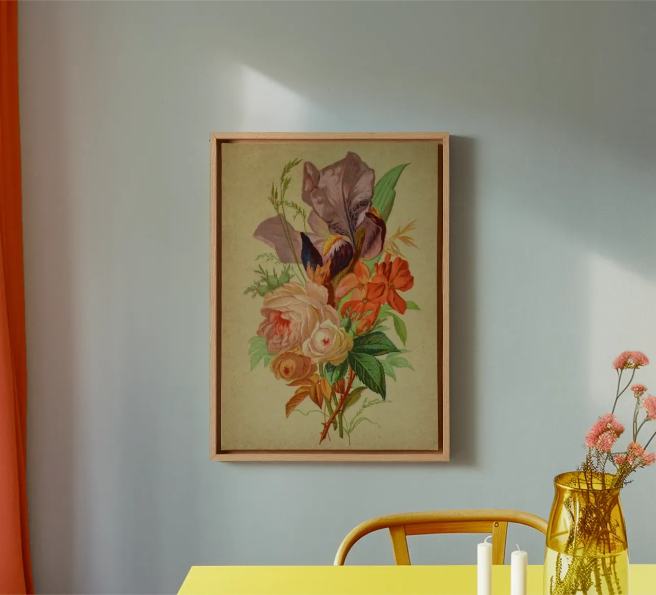 Bouquet no. 3 canvas met Baklijst van vintagebotanics