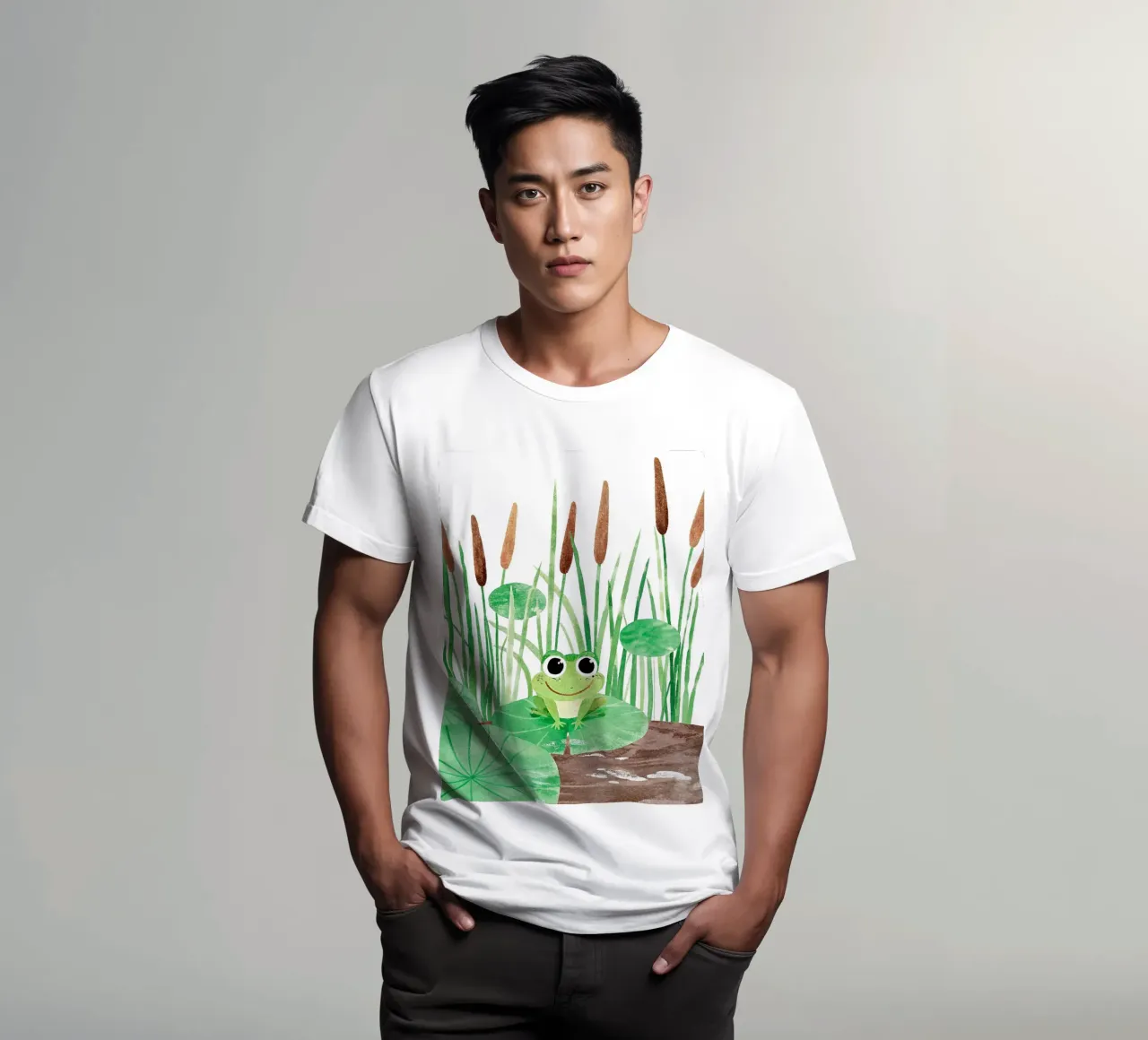 A very happy little frog t-shirt by 🐹 BABY ART PRINTS