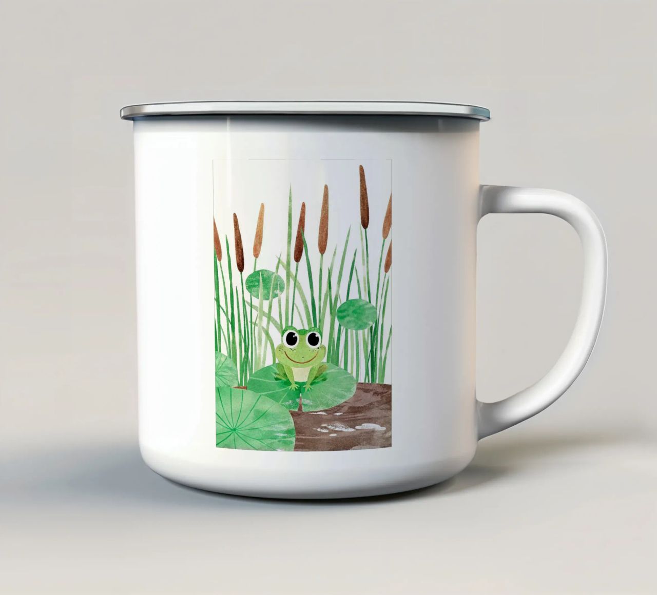 Una piccola rana molto felice tazza in smalto da BABY ART PRINTS