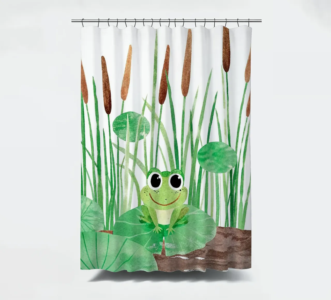 A very happy little frog shower curtain by 🐹 BABY ART PRINTS