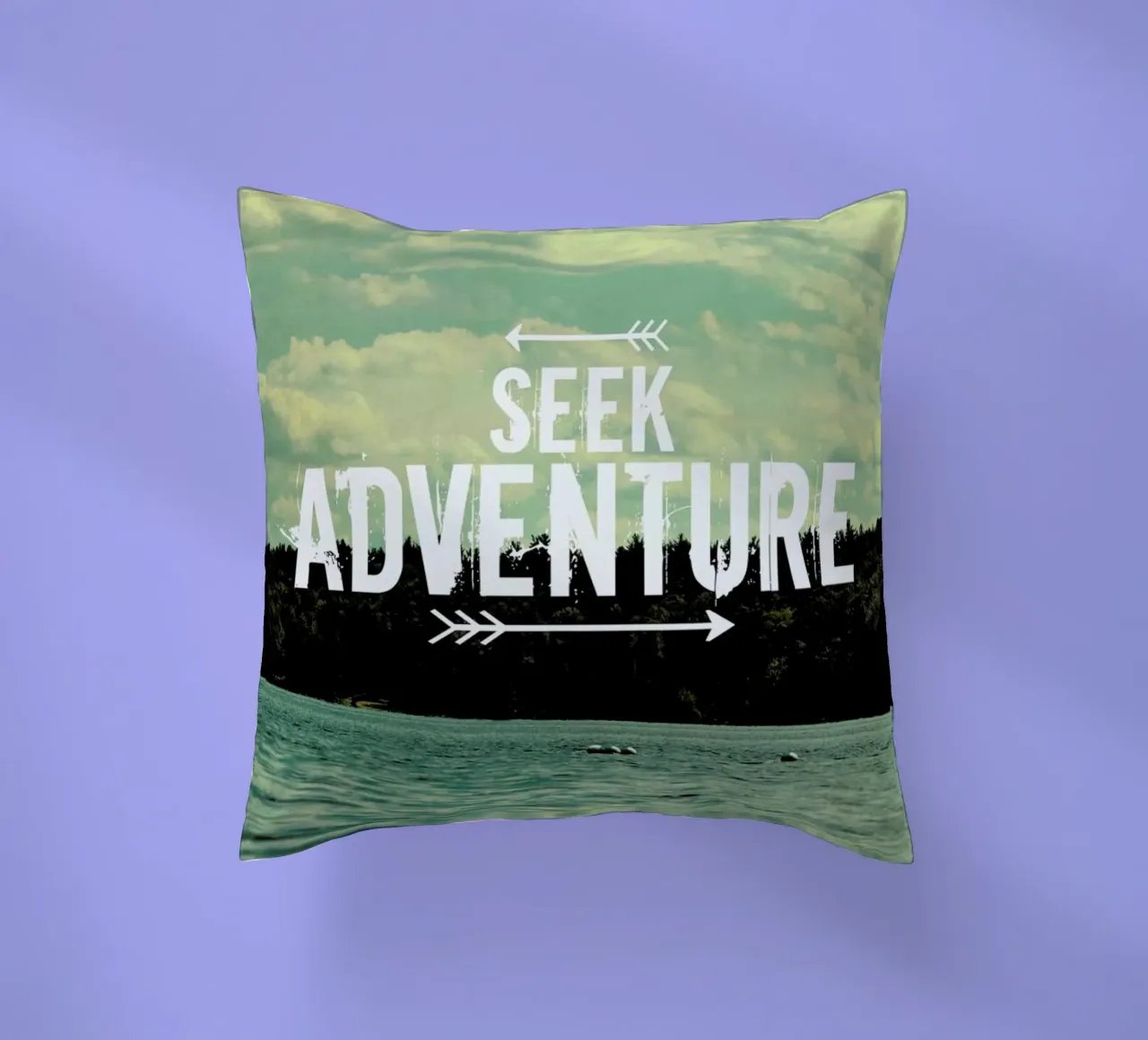 Seek Adventure decorative cushion by Vintage Skies
