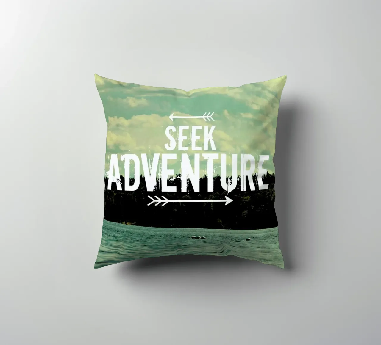 Seek Adventure decorative cushion by Vintage Skies