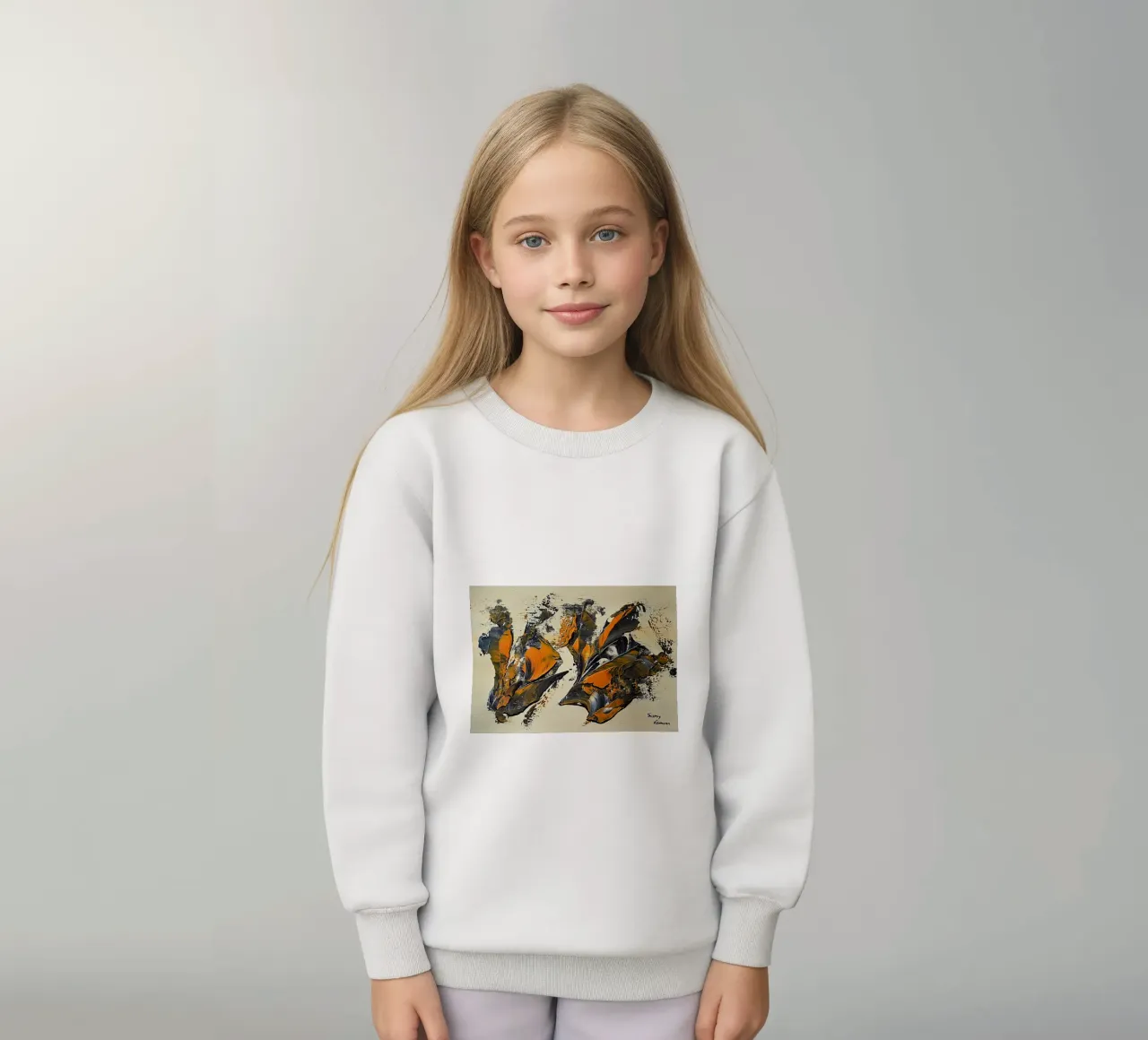 MESSAGE FROM THE HEART 23 kinder sweatshirt van Thierry Vobmann Abstract painting