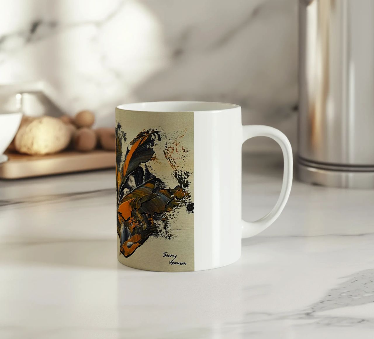 MESSAGE FROM THE HEART 23 tazza in ceramica da Thierry Vobmann Abstract painting