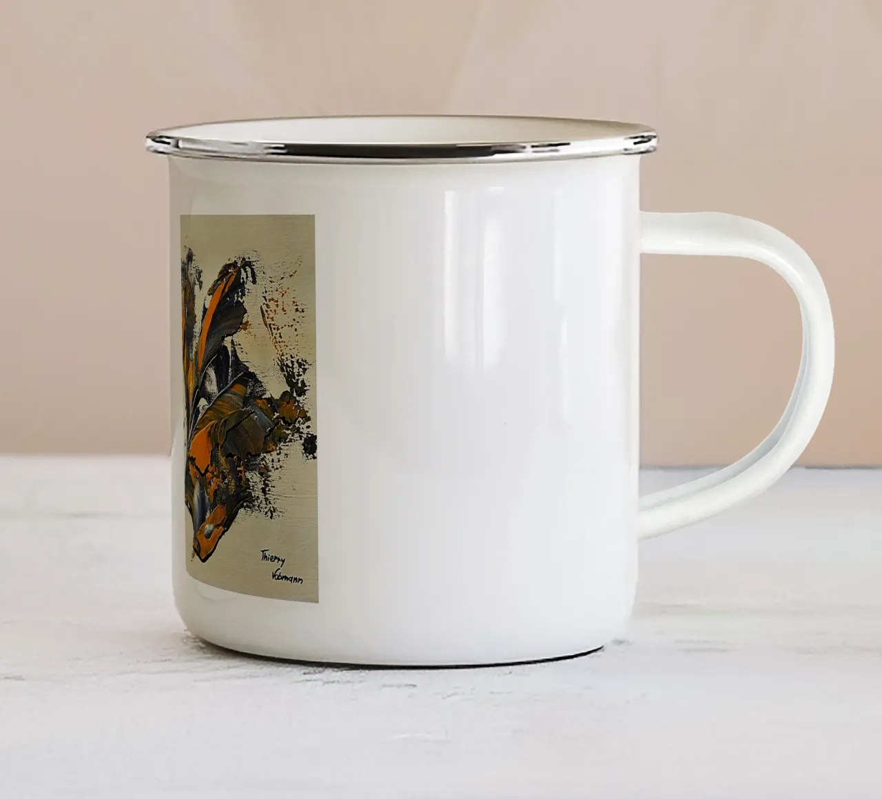 MESSAGE FROM THE HEART 23 Emaille Tasse von Thierry Vobmann Abstract painting