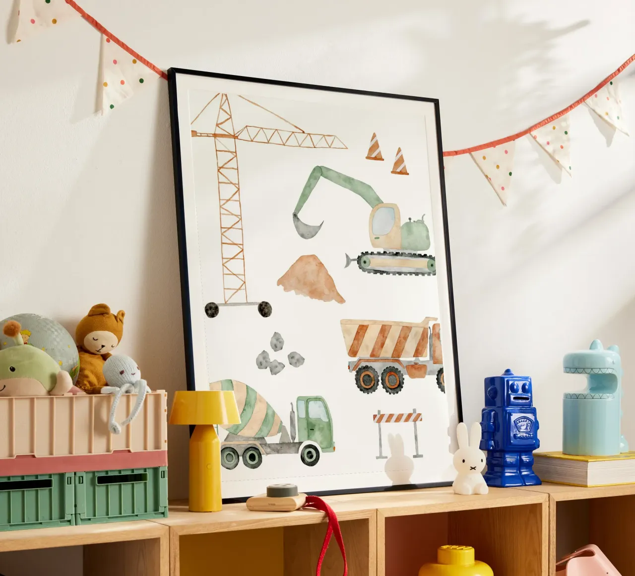 Auf der Baustelle poster con telaio in plastica da herzundpapier