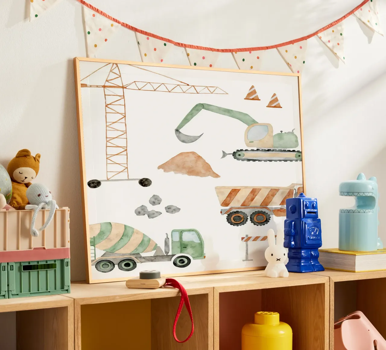 Auf der Baustelle poster con telaio in plastica da herzundpapier